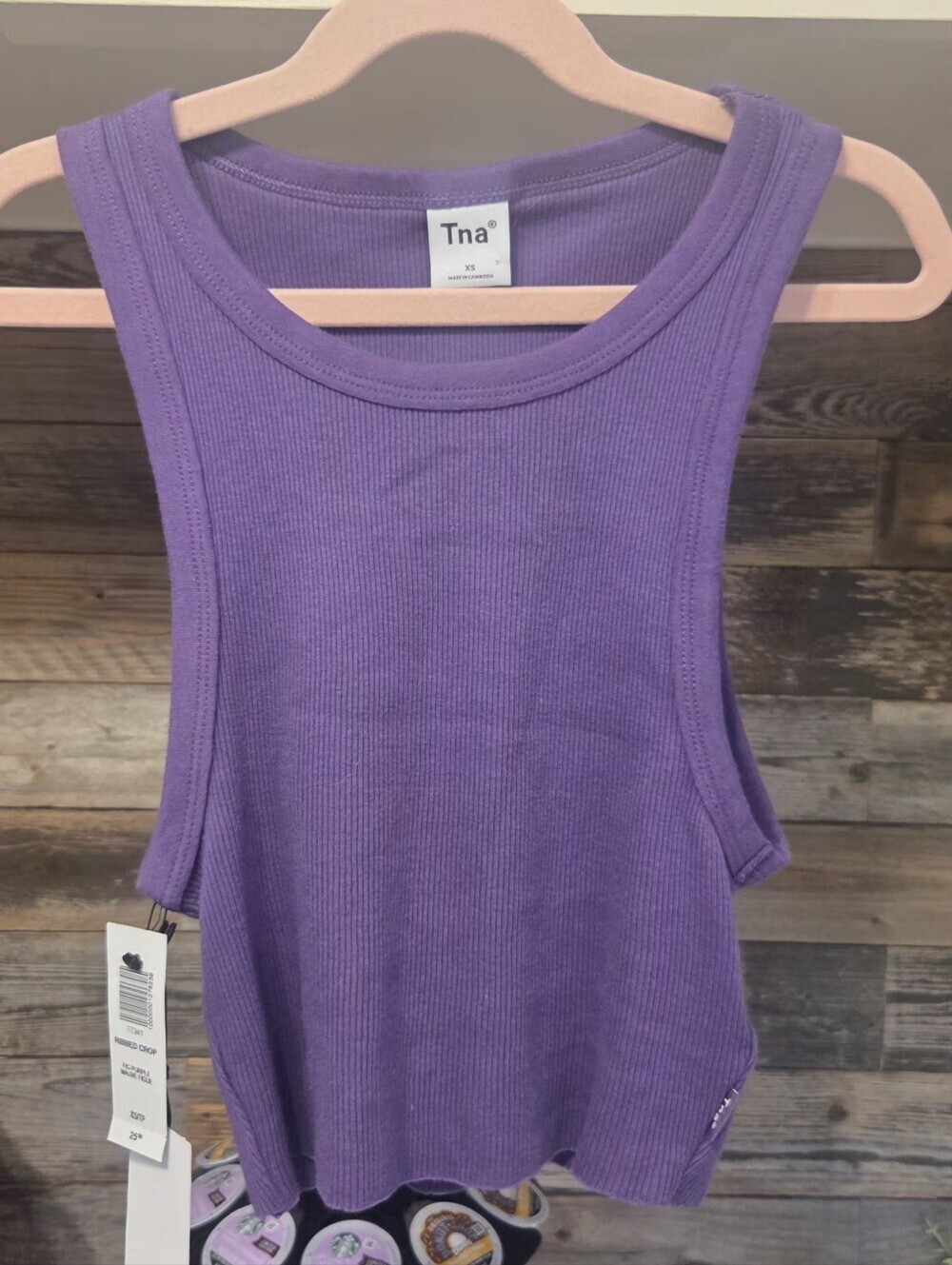 TNA Ribbed Cropped Tank- In "Fig Purple" - Picture 4 of 6